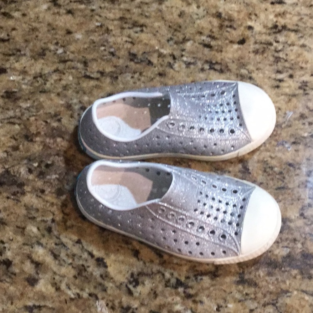 Silver Glitter Native Shoes Size 9